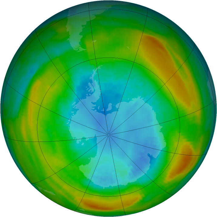 Antarctic ozone map for 29 August 1980
